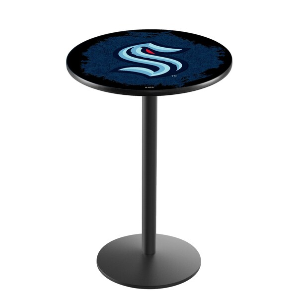 42" Black Wrinkle Seattle Kraken Pub Table